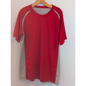 Alo Sport Mens XL CoolFit Performance T-Shirt Red Grey Short Sleeve Athletic Tee